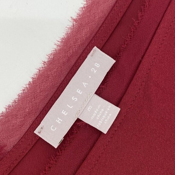 Chelsea28 Size M Sleeveless Gauze Raw Edge Maroon Burgundy Blouse - Picture 4 of 8